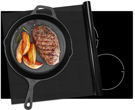 KitchenRaku Silicone Induction Hob Protector Mat Translucent Black, 61x53cm | Protects Cooktop from Scratches & Stains, Heat Resistant to 450℉, Reusable & Non-Slip, Dishwasher Safe, for Magnetic Cooktops