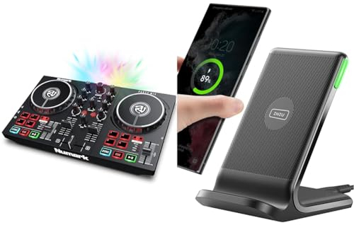 Numark Party Mix II – DJ Controller Pult mit 2 Decks & INIU Wireless Charger Stand