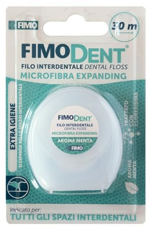 Fimodent filo interdentale 30 m - Microfibra, si Espande fra gli Spazi Dentali per la Massima Igiene, Ideale per Spazi fra i Denti Normali e Ampi