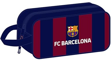 SAFTA F.C. Barcelona - Zapatillero Mediano, Multiusos, Portatodo, Deporte, Extraescolares, Fútbol, Cómodo y Versátil, 29x14x15 cm, Color Azul Marino/Granate