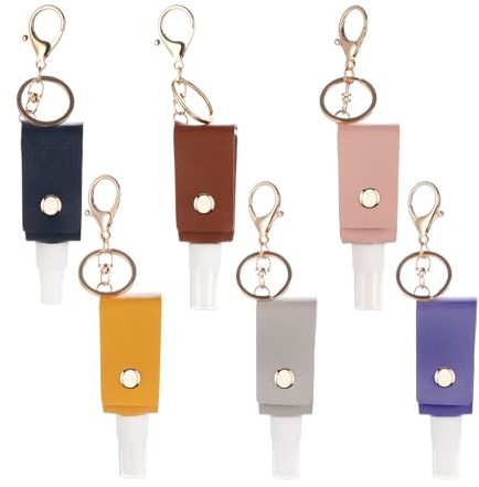 WUMUZAI 6 Pack Keychain Alcohol Spray Bottle, Mini Travel Size Spray Bottle 30ml, Portable Refillable Hand Sanitizer Bottle Case Holder, Empty Small Perfume Spray Bottle for Water Soap Lotion, B
