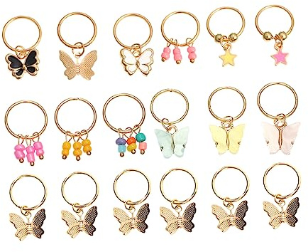 LALADEFIEE Flechtschmuck Leicht zu Öffnen und Schließen 18 Stück mit Schmetterlingen Haaraccessoires aus Zinklegierung und Acryl für Zöpfe | Flechtaccessoires für Damenzöpfe, Elegant und Einzigartig, Leicht zu Öffnen und Schließen