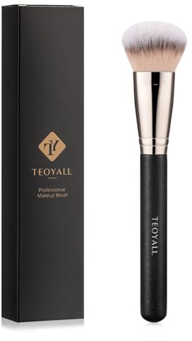TEOYALL Domed Foundation Brush, Soft Dense Synthetic Bristles Blending Brush for Liquid Cream Foundation Bronzer Contour