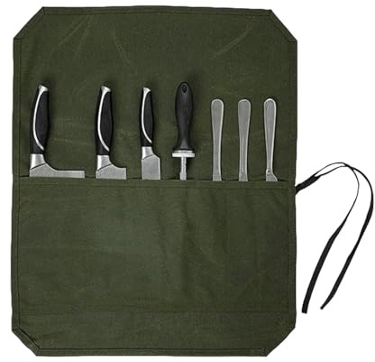 Knives Roll Bag Canvas - Knives Roll for Chefs - Adjustable Shoulder Strap Knifes Bags with 7 Slots for Chefs, Heavy Duty Knifes Case for Kitchen Knifes Tools