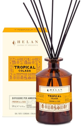 Helan Tropical Colada - Raumparfüm, Raumparfüm mit Kiwi, Honig, Melone und Vanille Diffusor Sticks, Deo Geschenkideen und Raumparfüm 500 ml - Made in Italy
