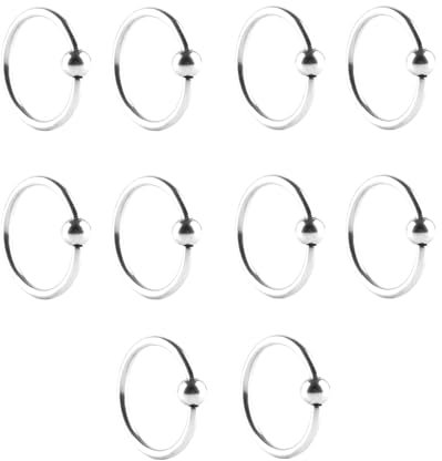 Tolldek Edelstahl Nasenringe zum Anstecken 10 Stücke, 1.2MM Hoop Kugel Piercing Nase Ring Silber, Ring Tragus, kann als Ohrringe Lippenpiercing für Herren Damen