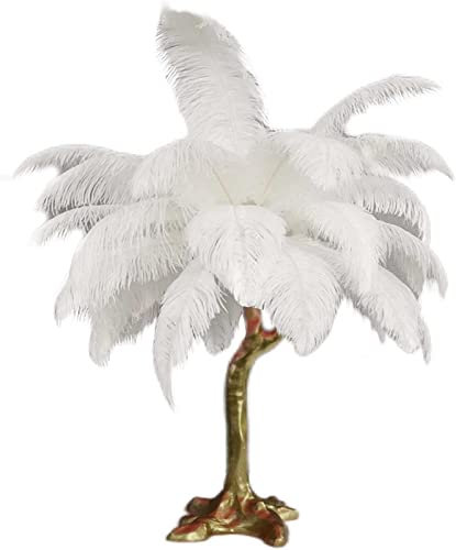 Floor Lamp, Floor Light Bedside Floor Lamp, Ostrich Feather Standing Lamp, E12 Light Source Resin Lamp Body Tall Corner Lamp, for Girls Room Feather Lamp Modern Standing Reading Home Decor Lamp (