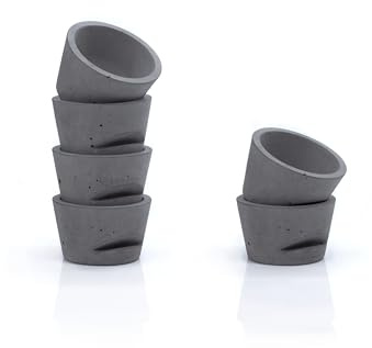 Generisch Luxerior Designs | Eierbecher aus Beton | stapelbar | optional mit Löffel | Frühstückstisch (ohne Löffel, dunkelgrauer Beton 6er Set)