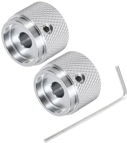 QUARKZMAN 2 Stück Gitarrenknöpfe Metall, Audio-Knopf Drehknopf 6x20x15.5mm Potentiometer Knöpfe mit Madenschraube für E-Gitarre Bass, Silber