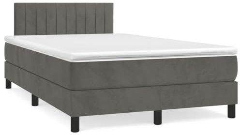 qohoio Boxspringbett mit Matratze & LED Bett Mit Bettkasten Bett Boxspringbett Betten Boxspringbett Mit Matratze Dunkelgrau 120x190 cm Samt - 3270166