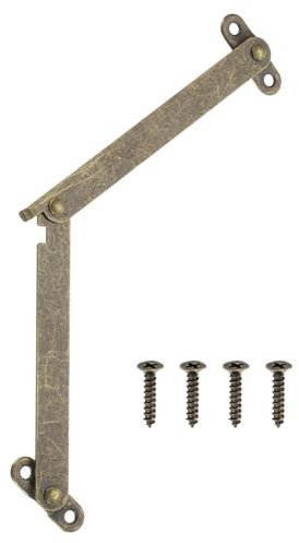 QUARKZMAN 4 Cerniere Di Supporto Per Coperchio Pieghevoli, Cerniere A Sollevamento Con Fermo, Cerniere In Ferro Rotabili A 180 Gradi Con Viti Per Scatole In Legno, Custodie Gioielli, Bronzo