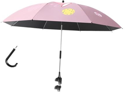 perfk Regenschirm Parasol Universal Kinderwagen Sonnenschirme mit Clip Kinderwagen Regenschirm für Kinderwagenzubehör Fahrrad Bike, Rosa