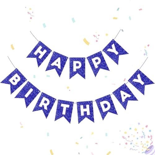 Blue Shine - Bandierine di buon compleanno, in carta kraft, per ragazzi, ragazze, adulti, decorazione per feste di compleanno