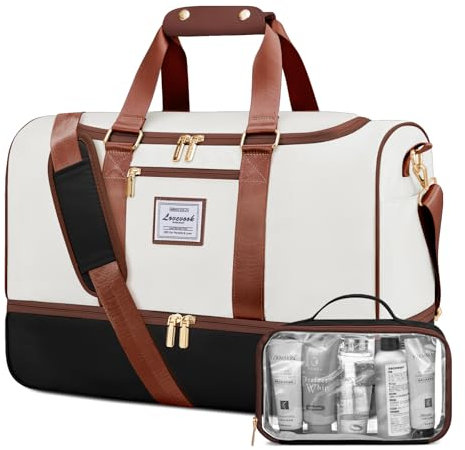 LOVEVOOK Weekender Reisetasche Damen, 37L Travel Duffle Bag Reisetaschen mit Kulturtasche, Schuhfach & Nassfach, Wasserdicht Sporttasche Gym Yoga Bag, Handgepäck Tasche für Sport Reise Flugzeug