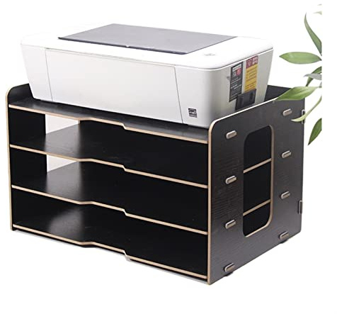 Druckerständer Verdickter Aktenhalter Holz-Desktop Mehrschichtiges 4-Gitter-Büro-Bücherregal A3-Papieraufbewahrungsbox Informationsbox A4-Druckergestell Druckerregal