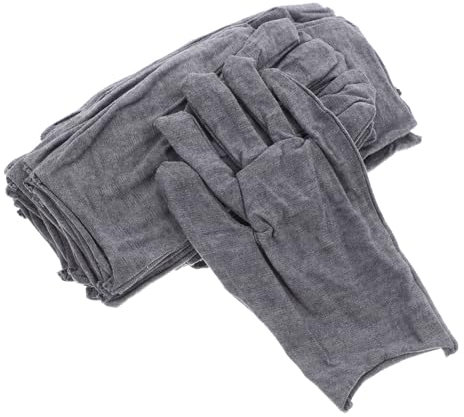 Amosfun 12stücke Teiliges Graue Baumwollhandschuhe Antirutschbeschichtet Vielseitig Einsetzbar Für Arbeit Garten Verkehrskontrolle Unisex Atmungsaktiv Und Komfortabel