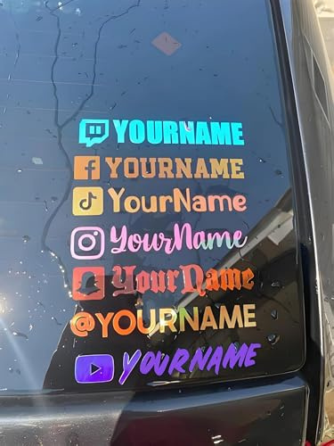 2 Stück Personalisiertes Social Media Aufkleber Set mit Wunschname – Benutzername Sticker für Auto, Motorrad, Fahrrad, Fenster & Schaufenster