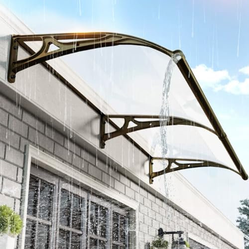 TYHAYJYK Outdoor Polycarbonate Door Canopy Cover,Patio Sunlight Protection Canopy Sun shetter with Aluminum Bracket,Modern Front Door Canopy,Window Door Awning Canopy