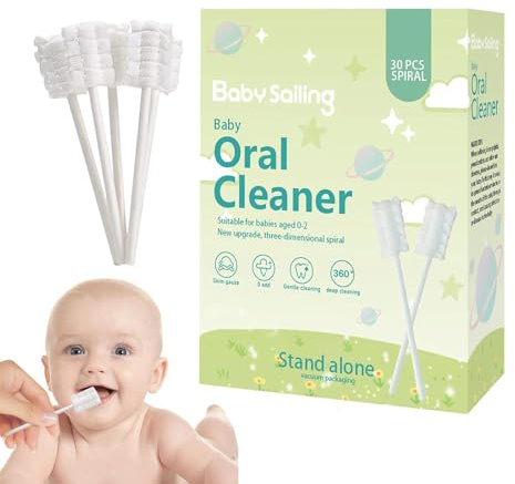 Nettoyer de langue de gaze bébé - 30 pièces Stick de nettoyage orral | Brosse à dents de nourrisson de gaze douce et confortable | Bébé First Brosse | Stick de nettoyage de gomme orral pour la maison