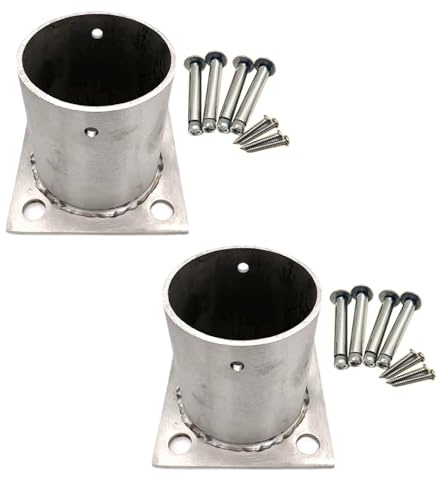 2 Pcs Pergola Post Base Bracket 60mm 70mm 90mm 100mm 120mm 150mm, Round Decking Newel Post Base Bracket with Bolt Fittings, Wood Fence Post Anchor(Dia 140mm)
