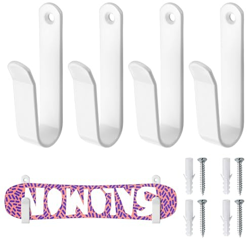 UICCVOKK 4 Stück Skateboard Wandhalterung,Skateboard Halterung Wand,Snowboard Wandhalterung,Deck Ski Halterung,Aufbewahrungshaken für Boards wie Skateboards,Longboards,Wakeboards und Roller Skates