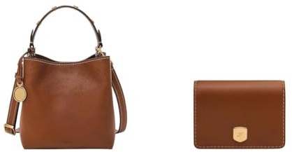 Fossil Damen Jessie Braune Ledertasche und Lennox Portemonnaie, Set