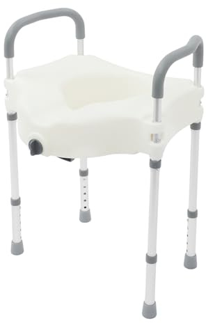 Rialzo per WC per anziani, 150 kg, con braccioli, in lega di alluminio, rialzo per WC regolabile in altezza, per anziani e disabili incinte
