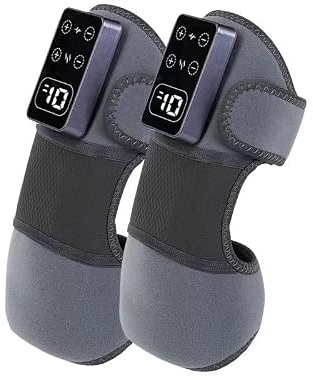2 Stk. Akku-Knie-Massagegeräte für Kniekomfort, elektrisches beheiztes Knieband mit digitalem Display zur Knieunterstützung, selbstwärmend gegen Muskelspannung, Geschenk für Frauen und Männer