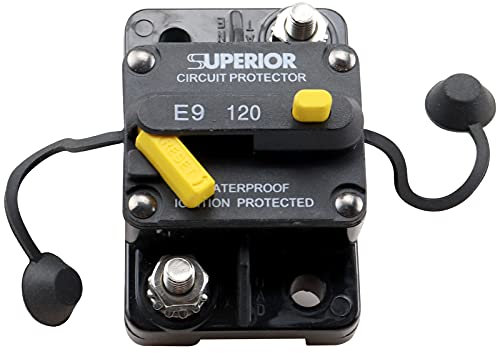 ZOOKOTO Disjoncteur 12 V-48 VDC 120 A pour moteurs marins à la traîne de bateau ATV avec support de fusible manuel, étanche (120 A)