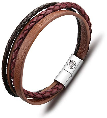 Lederarmband für Herren und Herren - Casisto.J mit Gravur schwarz braun geflochten mit Magnetverschluss