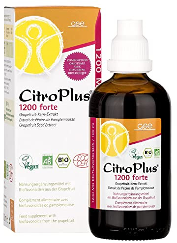 GSE CitroPlus forte 1200 mg, Grapefruitkern Extrakt, 100 ml Grapefruit Tropfen in BIO-Qualität, reich an Bioflavonoide, 100% pflanzlich, vegan und ohne Zusatzstoffe