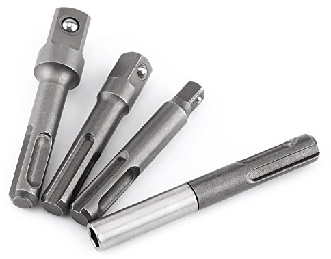 Bohrerhalter Verlängerungsstecker,Bithalter SDS Plus Schaft zu 1/4 Sechskant-Sockel-Adapter + 1/4,3/8 ,1/2 Vierkant Bohrer Halter Verlängerungs-Steckverbinder,mit Hochleistungskonstruktion,4pcs