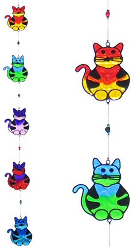 String of 5 Colourful Fun Cats Sun-catcher/Light-catcher