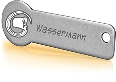 Einkaufswagenlöser ® Code24 Sternzeichen Wassermann/Schlüsselanhänger Einkaufschip mit Schlüsselfundservice/Abziehbarer Einkaufswagenchip Metall, Chip Einkaufswagen, Key Finder / 2 Jahre
