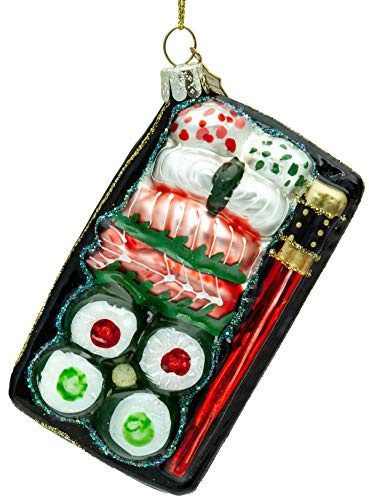 SIKORA Sushi Box besondere Weihnachtskugel Glas Christbaumschmuck Deko Figur Weihnachten Anhänger Ornament - Trend Line - BS482