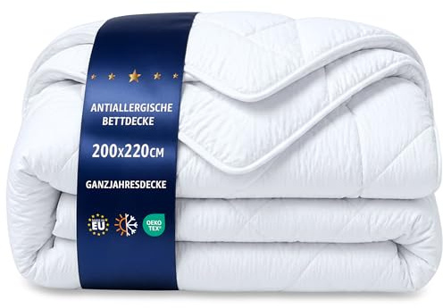 Amazinggirl Ganzjahresdecke Bettdecke 200x220 cm - Bettdecken Duvet Bett Decke Steppdecke Schlafdecke Steppbettdecke Quilt mit Füllung aus Microfaser weiß Oeko-Tex-Zertifikat