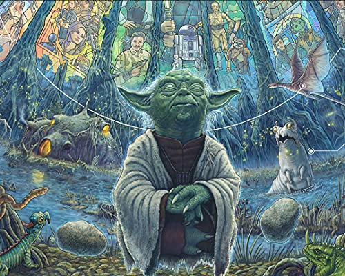 Shukqueen Malen nach Zahlen, DIY Leinwand Malerei Kit für Kinder, Anfänger, Erwachsene, Home Wall Decoration, Yoda, 40,6 x 50,8 cm, rahmenlos