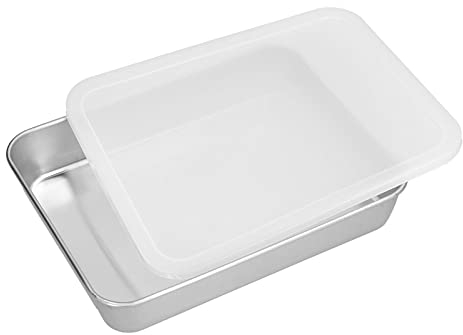 Teglia da Forno Profonda con Coperchio,Teglie da Forno in Acciaio Inox,Teglia Rettangolare per Cottura e Conservazione,per Lasagne/Brownie/Torte, Sana e Resistente, Lavabile in Lavastoviglie