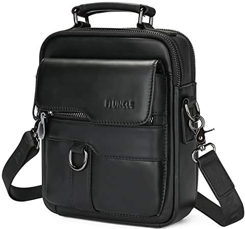 BAIGIO Schultertasche Herren Umhängetasche Leder Herrentasche Vintage Crossbody Messenger Bag für Arbeit Reise Alltagsleben