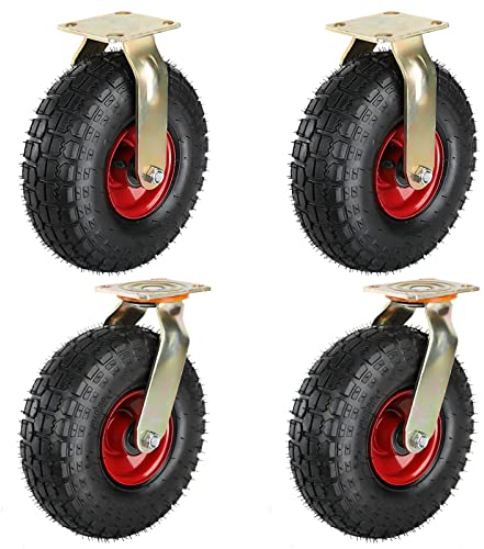 4 Schwerlastrollen 200mm/250mm Gummi Ersatzrollen (Vakuum) Schlauchlos Luftbereift, Doppelkugellager/360 Grad Drehbar, Für Transportwagen Plattformwagen, 300 Kg Tragkraft ( Size : Ø 250mm/10in )