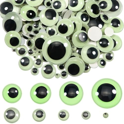 TOAOB Lot de 500 yeux mobiles autocollants fluorescents ronds noirs et blancs 6 mm à 30 mm Yeux en plastique pour scrapbooking, artisanat, accessoires