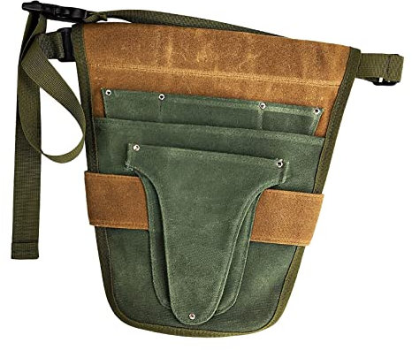 MagiDeal Handy Garden Tool Belt, with Multiple Pocket Heavy Duty Small Tool Belt Pouch Outdoor Gardening Tools Waist Belt for Women & Men Gardeners, Green and Brown