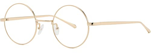 Musivon Runde Brille Ohne Stärke - Retro Fake Glasses Metallrahmen fur Damen Herren Kinder