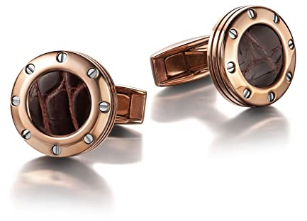 Colibri Daytona Manschettenknöpfe für Herren – Designer-Manschettenknöpfe mit Edel-einlage – Drehbarer Walschwanzverschluss – Edelstahl/Gunmetal/Rosegold Finish – Geschenkbox
