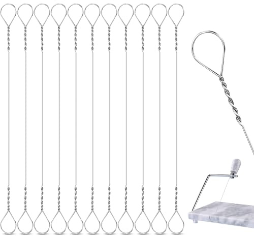 Nuanchu 10 Pcs Cheese Slicer Wire Replacement for Polished Marble, Style 1 | Block Cutter, Durable Twisted Stainless Steel Wire, Loop Ends for Cheese Slicers, Fits Polished Block Bases, Kitchen Use