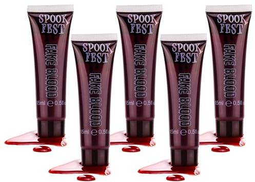 Faux sang spécial FX Pro 15 ml Maquillage d'horreur pour théâtre de vampires zombies Effets spéciaux Sang d'Halloween réaliste (5 tubes de 15 ml)