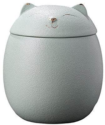 Recipientes de cerámica de 500 ml, urna de cerámica para cenizas, recuerdos, caja de recuerdos de gato, verde
