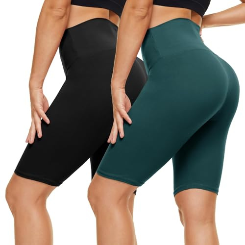 CAMPSNAIL 2er Pack Radlerhose Damen Hohe Waist Kurze Hose Sommerhose