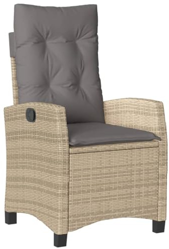 vidaXL Gartensessel mit Kissen Verstellbar Beigemischung Poly Rattan