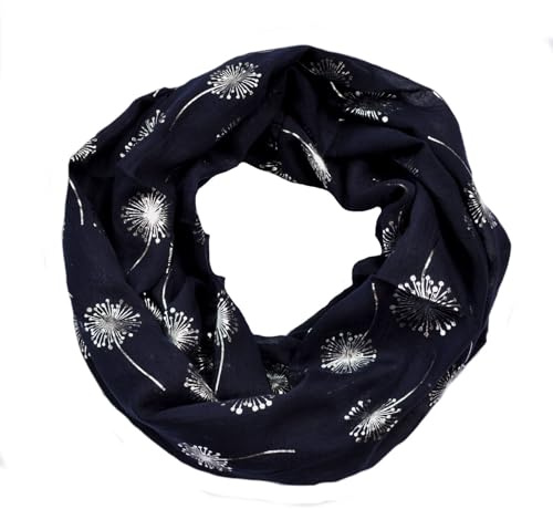 Seide Loop Schal Halstuch Schals Rundschal Schlauchschal Tücher Damenschal Pusteblumen glitzer Damen